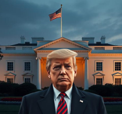Trump with White House